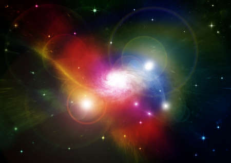 Stars of a planet and galaxy in a free spaceの写真素材