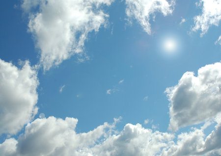 white air clouds in the blue skyの写真素材