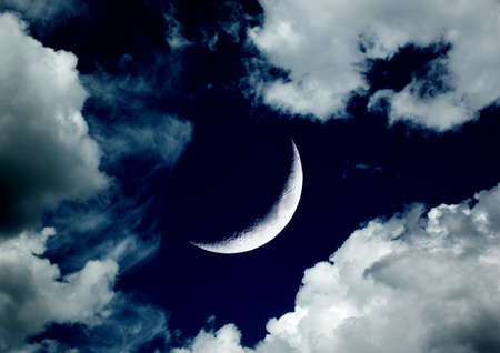 The moon in the night skyの写真素材