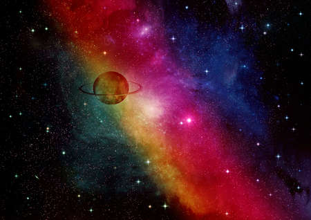 galaxy in a free space. 3D renderingの写真素材