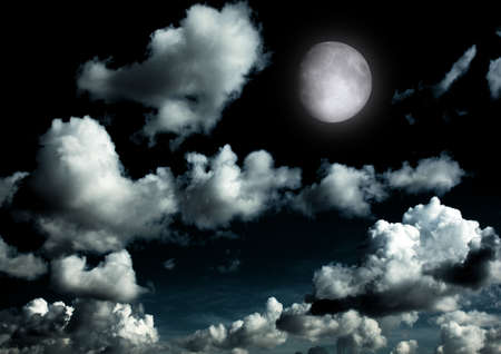 The moon in the night skyの写真素材