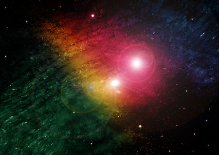 Stars of a planet and galaxy in a free spaceの写真素材