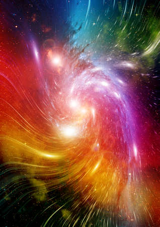Stars of a planet and galaxy in a free space. 3D renderingの写真素材