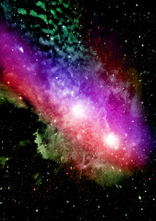 Stars of a planet and galaxy in a free space   3D renderingの写真素材