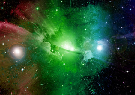 Stars of a planet and galaxy in a free spaceの写真素材