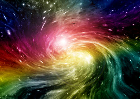 Stars of a planet and galaxy in a free space   3D renderingの写真素材