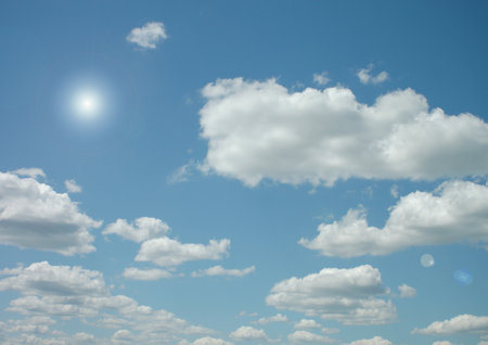 white air clouds in the blue skyの写真素材