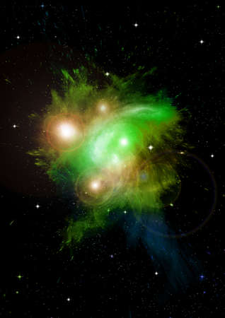 Stars of a planet and galaxy in a free spaceの写真素材
