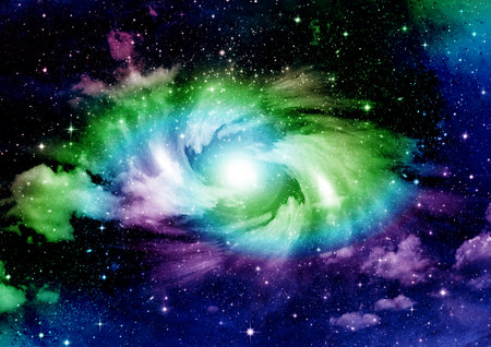Stars of a planet and galaxy in a free spaceの写真素材