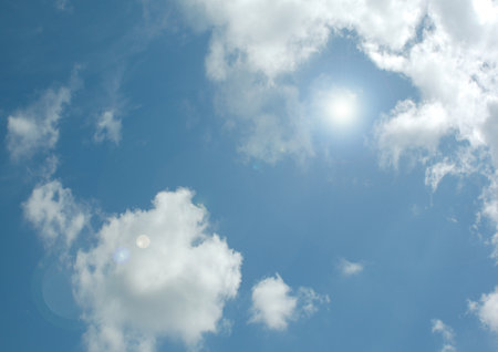 white air clouds in the blue skyの写真素材