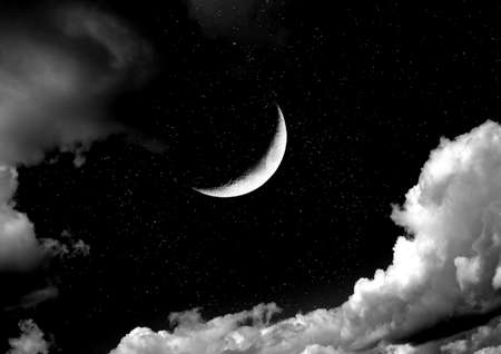 The moon in the night skyの写真素材