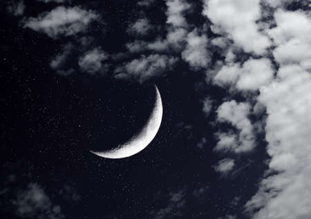 The moon in the night skyの写真素材