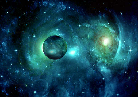 galaxy in a free space. 3D renderingの写真素材