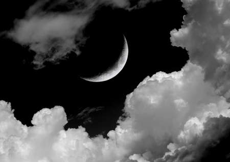 The moon in the night skyの写真素材