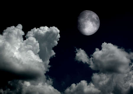 The moon in the night skyの写真素材