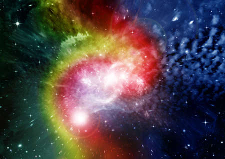 Stars of a planet and galaxy in a free spaceの写真素材