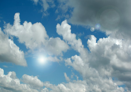 white air clouds in the blue skyの写真素材