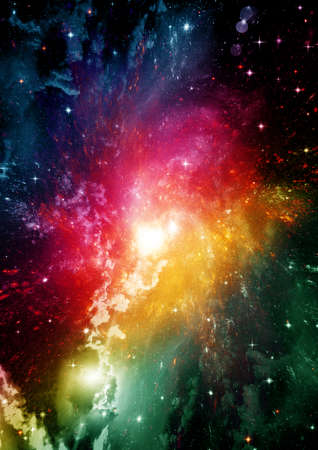 Stars of a planet and galaxy in a free spaceの写真素材