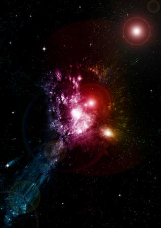 Stars of a planet and galaxy in a free spaceの写真素材