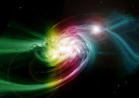 Stars of a planet and galaxy in a free spaceの写真素材