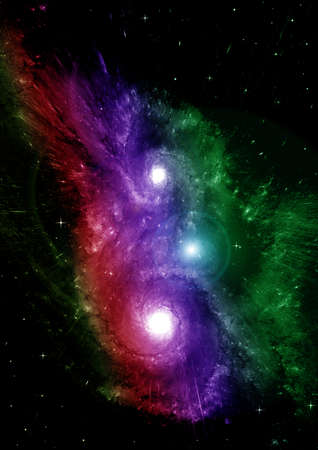 Stars of a planet and galaxy in a free spaceの写真素材