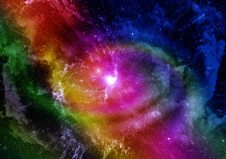 Stars of a planet and galaxy in a free spaceの写真素材
