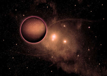 Stars of a planet and galaxy in a free spaceの写真素材