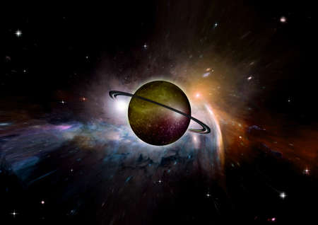Stars of a planet and galaxy in a free spaceの写真素材