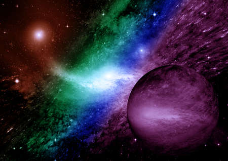Stars of a planet and galaxy in a free spaceの写真素材