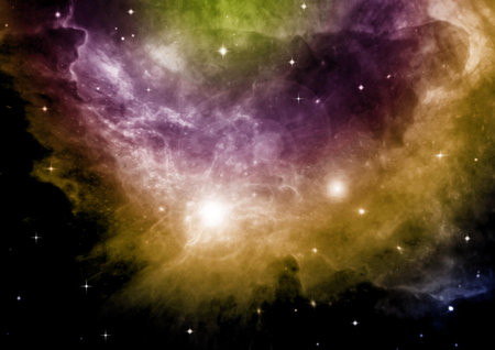 Stars of a planet and galaxy in a free spaceの写真素材