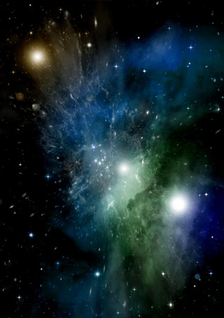 Stars of a planet and galaxy in a free spaceの写真素材