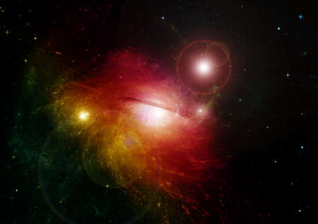 Stars of a planet and galaxy in a free space Elements of this image furnished. 3D renderingの写真素材