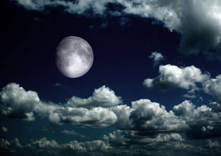 The moon in the night skyの写真素材