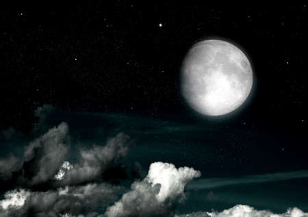 The moon in the night skyの写真素材