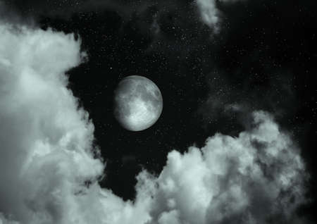 The moon in the night skyの写真素材