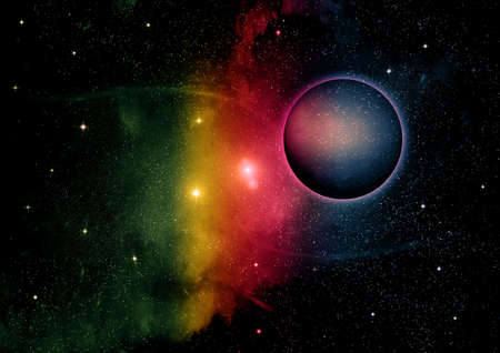 Stars of a planet and galaxy in a free space Elements of this image furnished. 3D rendering