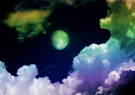 The moon in the night skyの写真素材