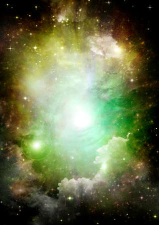 Stars of a planet and galaxy in a free space. 3D renderingの写真素材