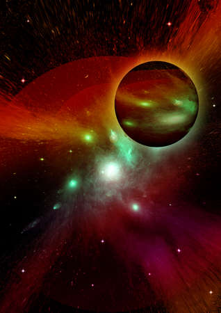 galaxy in a free space. 3D renderingの写真素材