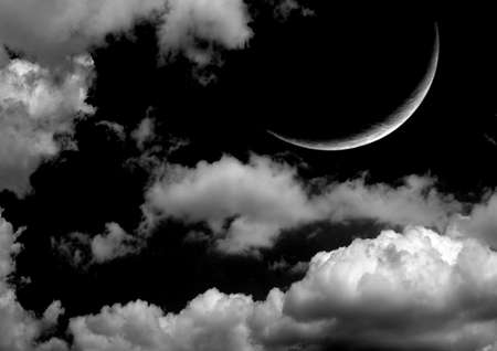 The moon in the night skyの写真素材