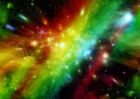 Stars of a planet and galaxy in a free space. 3D renderingの写真素材