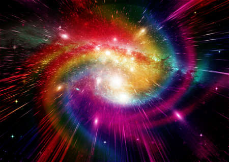 Stars of a planet and galaxy in a free space. 3D renderingの写真素材