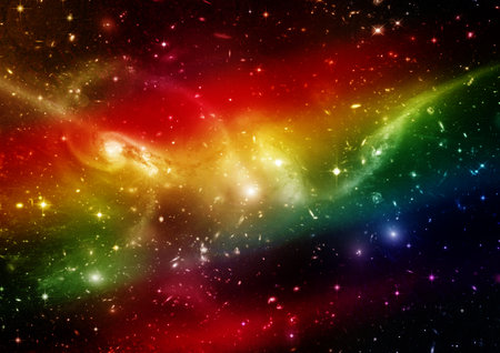Stars of a planet and galaxy in a free space. 3D renderingの写真素材