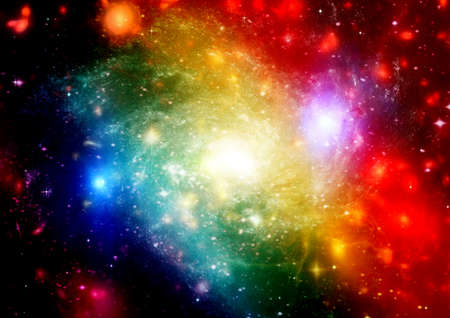 Stars of a planet and galaxy in a free space. 3D renderingの写真素材