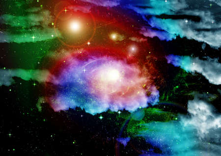 galaxy in a free space. 3D renderingの写真素材