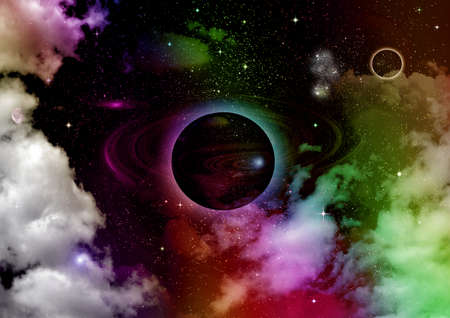 galaxy in a free space. 3D renderingの写真素材