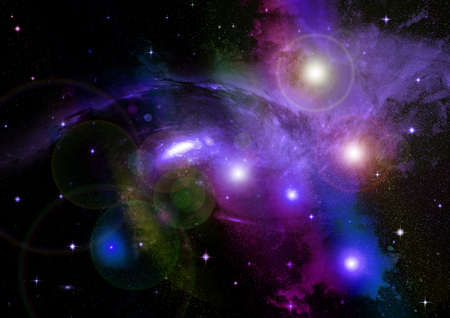 Stars of a planet and galaxy in a free spaceの写真素材