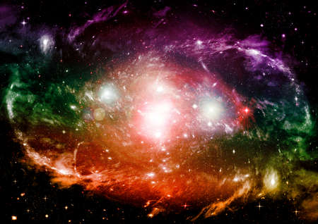 Stars of a planet and galaxy in a free spaceの写真素材