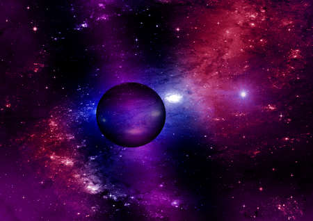 Stars of a planet and galaxy in a free spaceの写真素材