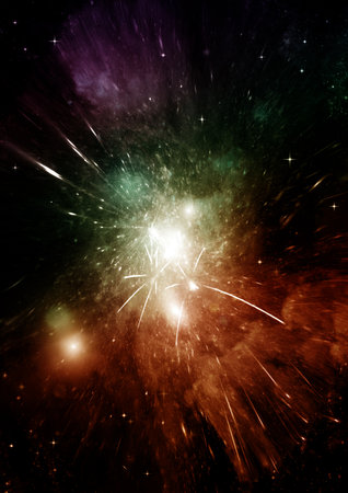 Stars of a planet and galaxy in a free spaceの写真素材